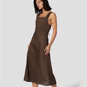 Equipment Ginette Brown Linen Sleeveless Midi Dress | 2